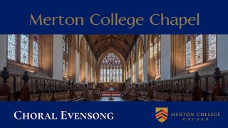 Choral Evensong  Thursday 1 February 2024  from Merton College Chapel Oxford [upl. by Adnoval]