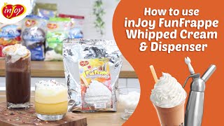 How to make Whipped Cream  How to use inJoy Funfrappe Whipped Cream amp Dispenser [upl. by Nahc51]