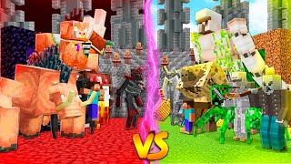 Minecraft NETHER TEAM VS OVERWORLD TEAM TOURNAMENT MINECRAFT BATTLE [upl. by Ycinuq474]