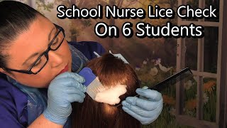 ASMR School Nurse Lice Check on 6 Students but 3 infested Lice Treatment Lice Removal Medical RP [upl. by Eric]