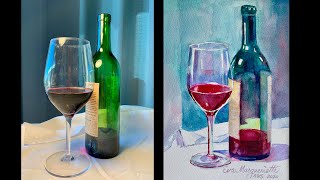 Wine Bottle  Sketch Art and Paint  Step by step tutorial  Pencil to Palette [upl. by Hazelton742]