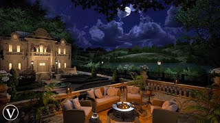 Regal Manor Garden  Night Ambience  Firepit River amp Countryside Nature Sounds [upl. by Enelyad]