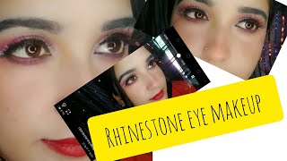 rhinestone eye makeup look tutorial ✨😍 [upl. by Noah]