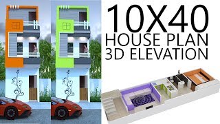 10X40 House plan with 3d elevation by nikshail [upl. by Helbon]