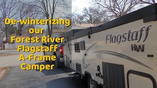 DeWinterizing our Forest River AFrame Camper [upl. by Olimac]