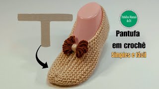 Pantufa em tricô simples e fácil [upl. by Brindell]