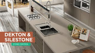 Silestone amp Dekton Diseño de cocina moderna con isla Mesada y revestimiento con materiales premium [upl. by Kalasky]