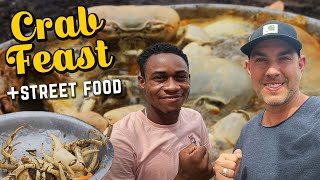 KINGS of Kingston Jamaica Street Food Crab Feast Soup amp Pig Tail with YaadLifesGood [upl. by Akcirred]