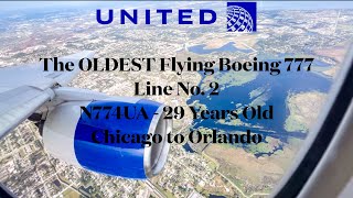 OLDEST Flying Boeing 777 29 YEARS OLD  Chicago to Orlando  N774UA Trip Report [upl. by Niveg]