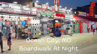 Ocean City MD  Boardwalk At Night  Amusement Rides Tram Footage [upl. by Lubba]