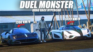 PAGANI HUAYRA 1300KMH DITANTANG KOENIGSEGG REGERA  DRAG RACE HYPERCAR DI GTA 5 ROLEPLAY [upl. by Leiva]