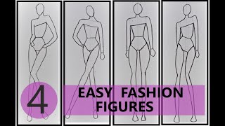 4 easy fashion figures female croquis tutorial figure step by step 9 head tutorial for beginners [upl. by Steel]