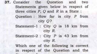 CSAT 2022 Consider the Question and two Statements given below in respect of and three citiesPQ [upl. by Lenee328]