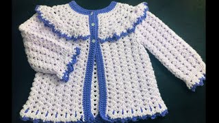 Chambrita o abrigo a crochet o ganchillo paso a paso para niñas de 2 años Crochet for Baby [upl. by Plath]