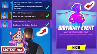 All Fortnite BIRTHDAY EVENT Challenges Complete Birthday Quests  Fortnite [upl. by Lela]