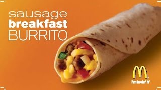 McDonalds Sausage Burrito Review All Day Breakfast [upl. by Etnoj684]