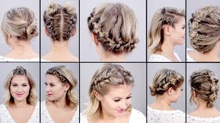 10 SUPER EASY FAUX BRAIDED SHORT HAIRSTYLES Topsy Tail Edition [upl. by Shepp566]