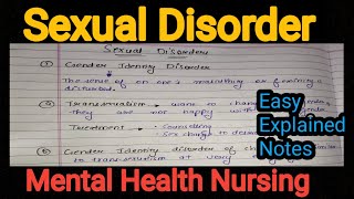 Notes Of Sexual Disorder Of Mental Health Nursing Psychiatric in Hindi Chapter 10 [upl. by Leandro]