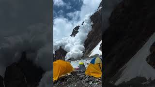 Massive Avalanche on K2 Basecamp hozaifaobaid mountains k2 [upl. by Cohen]