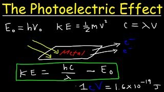 Photoelectric Effect Work Function Threshold Frequency Wavelength Speed amp Kinetic Energy Electr [upl. by Ahsinelg358]