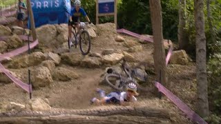 Loana Lecomte Video  Loana Lecomte Crash Video  Loana Lecomte In Womens Olympic Mountain Bike [upl. by Eleahcim923]