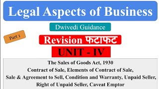 Revision फटाफट  The Sale of Goods Act 1930 Unpaid Seller Right of Unpaid Seller Caveat Emptor [upl. by Corabelle]