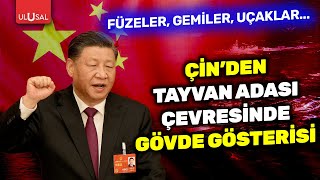 Çinden büyük gövde gösterisi Tayvan Adası etrafında askeri tatbikat  ULUSAL HABER [upl. by Eirrol]