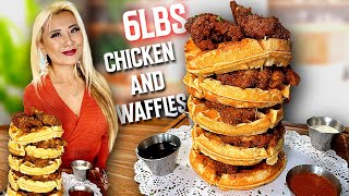 6LBS CHICKEN AND WAFFLES CHALLENGE at Brus Wiffle in Santa Monica CA RainaisCrazy [upl. by Dorlisa269]