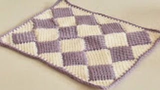 Háčkovaný tuniský Entrelac deka ze čtverců 1 díl Tunisian crochet blanket [upl. by Derk]