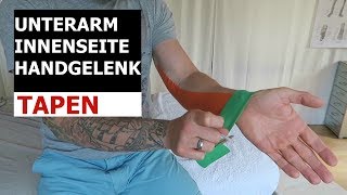 Handgelenk tapen Kinesiology Taping Anleitung für Unterarm  Innenseite und Handgelenk  Taping [upl. by Egres210]