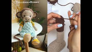 Crocheted Monkey  How to make up legs  POLUSHKABUNNY [upl. by Kevina]