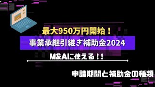 【事業承継引継ぎ補助金2024】最大950万円開始！MampAに使える9次公募の事業承継引継ぎ補助金 [upl. by Nhguaval]