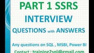 SSRS Interview Questions with Answers Part 1 [upl. by Flosi]