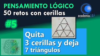 Quita 3 cerillas para dejar 7 triángulos 🔺🤔  RETOS CON CERILLAS  Pensamiento lógico [upl. by Murrah720]