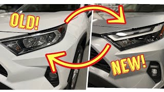 CHANGING 2021 Toyota RAV4 headlights to NEW 2022 RAV4 headlights [upl. by Aicissej]