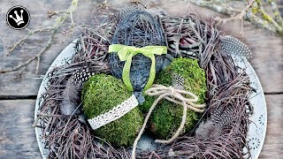 DIY  Frühlingssdeko selber machen  Osterdeko  Eier aus Moos und Draht  Kranz aus Zweigen [upl. by Swee]