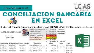 Tutorial Paso a Paso para hacer CONCILIACION BANCARIA en EXCEL  LCAS [upl. by Luhar]