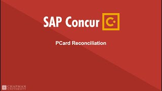 Concur  PCard Reconciliation [upl. by Hgielak815]