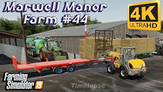 Spraying herbicides stacking straw bales spreading slurry  FS 19  Marwell Manor Farm 44  4K [upl. by Orlena]