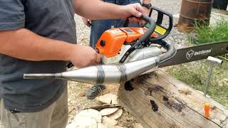 Stihl 038 Magnum ported chainsaw prototype pipe revisions timing cuts with human error [upl. by Iredale]