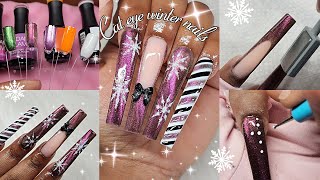 Cat Eye Winter Nails  Polygel Nail Tutorial  madamglamofficial  holidays [upl. by Gross]