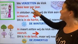 NT2 🥶wintertijd klok VERZETTEN 🔃⏰Hoe ❓Vooruit ⏩Achteruit ⏪kortste dag 🌄langste dag🌅 learndutch [upl. by Amhsirak892]