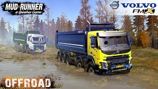 Spintires MudRunner  VOLVO FMX 2014 Towing a Broken Dump Truck [upl. by Catha]