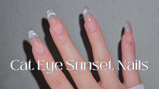 Cat Eye Blush Nails Sunset Nails 🌅 Douyin Nails asmr Gelx SelfNail Xiahongshu Nail Art [upl. by Storfer]