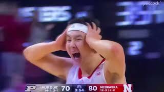 Keisei Tomimaga deep three point shot Nebraska Husker Basketball 1924 vs  1 Purdue huskers [upl. by Suiravad]