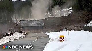 Video shows dramatic landslide during deadly Japanese earthquake [upl. by Rehpotsirhcnhoj]