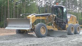 Cat 160M with Topcon 3D GPS spreading gravel part 3 [upl. by Reinhart418]