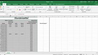 StundenzettelArbeitsnachweisZeiterfassung erstellen in Excel [upl. by Eronel137]