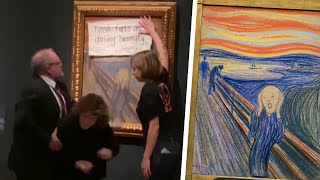 Museum Staff Stops Climate Protest at ‘The Scream’ Painting [upl. by Rohpotsirhc165]