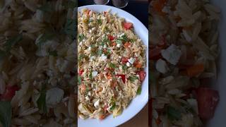 🫒EASY ORZO SALAD🫒 orzo traderjoes traderjoesfinds olives shortsvideo youtubeshorts [upl. by Ammadas261]